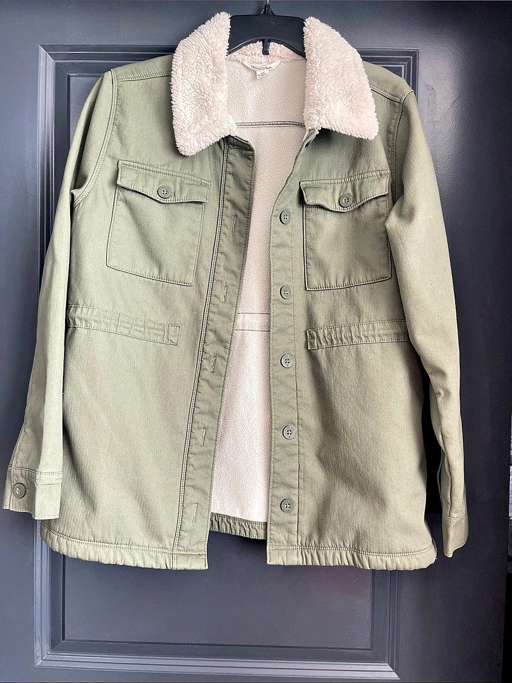 Hang Ten Sherpa Collar Utility Jacket in Green Size Medium